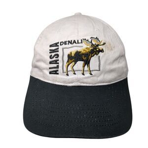 Alaska Denali Strapback Hat White One Size Adjustable Embroidered Cotton